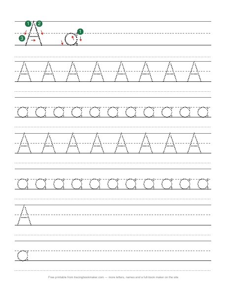 Letter A tracing worksheet