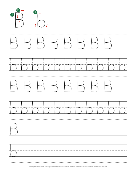 Letter B tracing worksheet