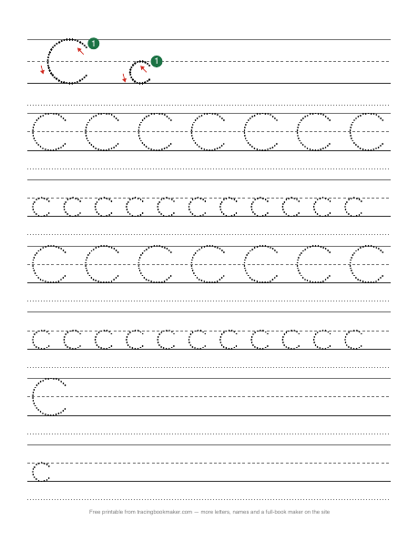 Letter C tracing worksheet