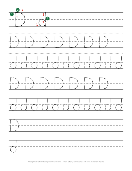 Letter D tracing worksheet