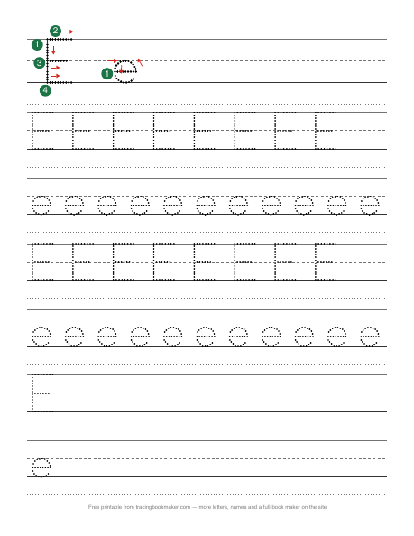 Letter E tracing worksheet