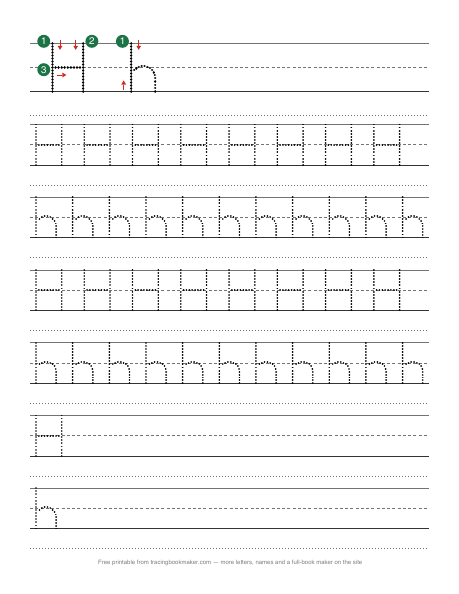 Letter H tracing worksheet