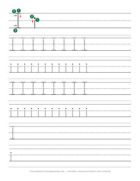 Letter I tracing worksheet