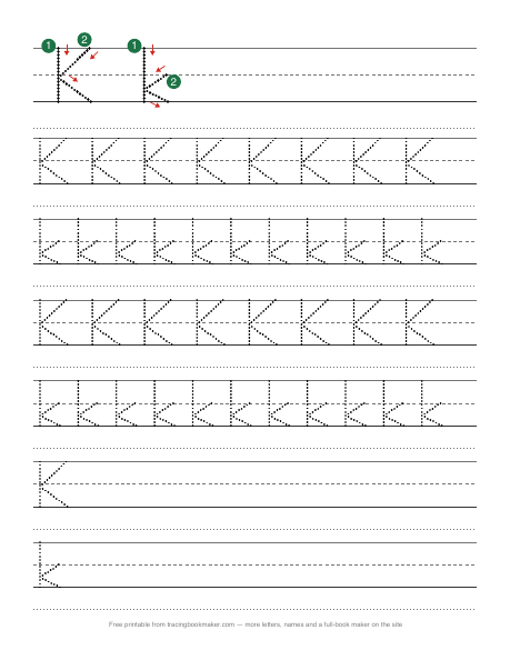 Letter K tracing worksheet