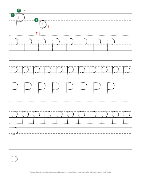 Letter P tracing worksheet