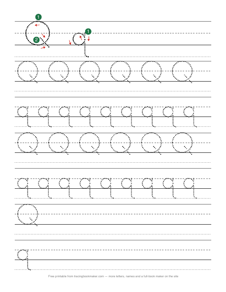 Letter Q tracing worksheet