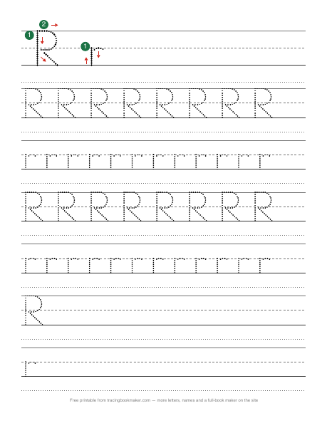 Letter R tracing worksheet