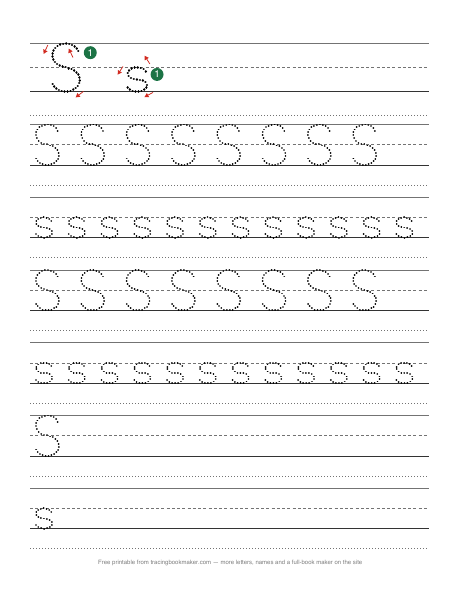 Letter S tracing worksheet