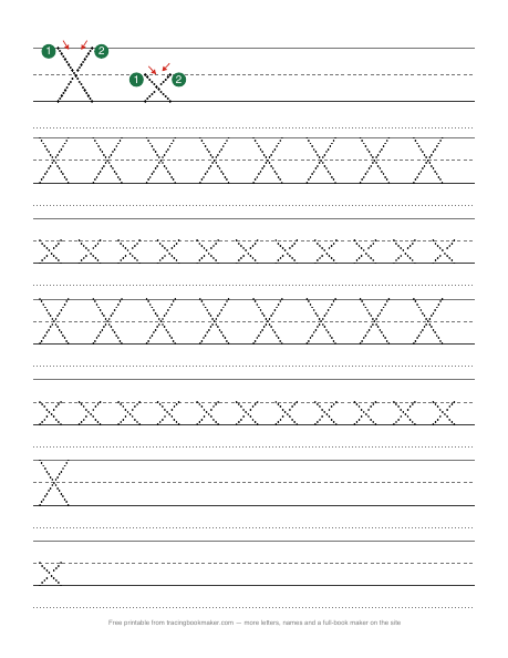 Letter X tracing worksheet