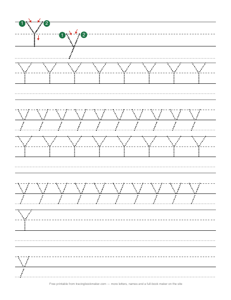 Letter Y tracing worksheet