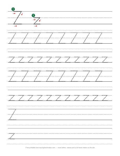 Letter Z tracing worksheet