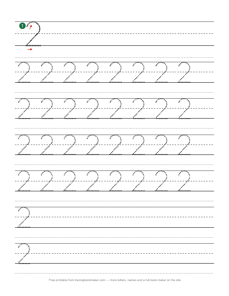 Number 2 tracing worksheet