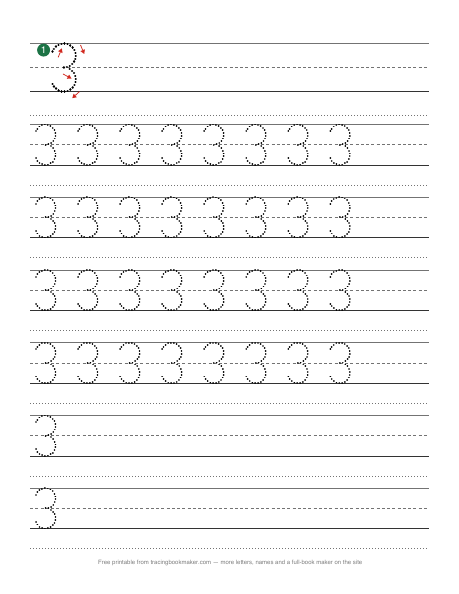 Number 3 tracing worksheet