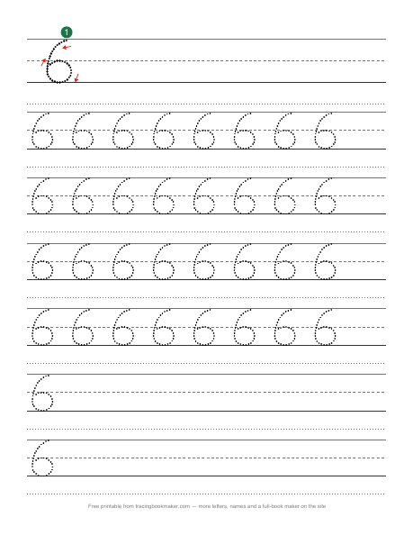 Number 6 tracing worksheet