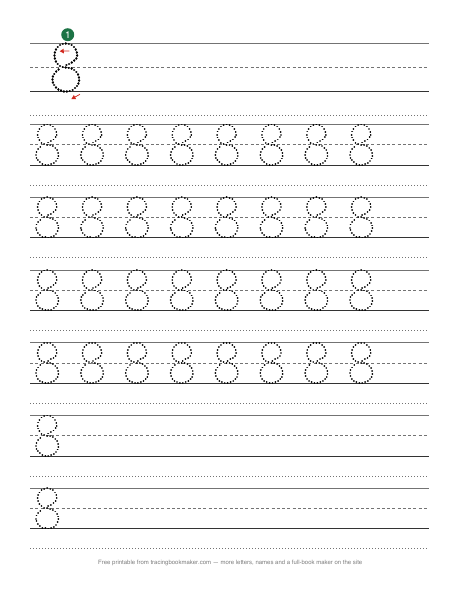 Number 8 tracing worksheet