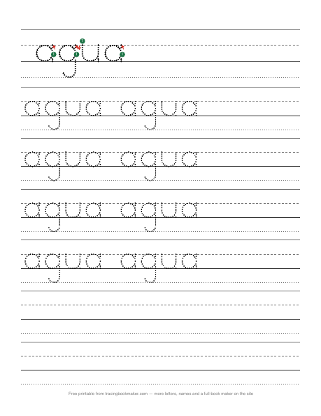 Hoja de trazos de la palabra agua