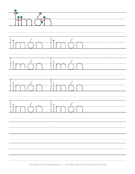 Hoja de trazos de la palabra limón