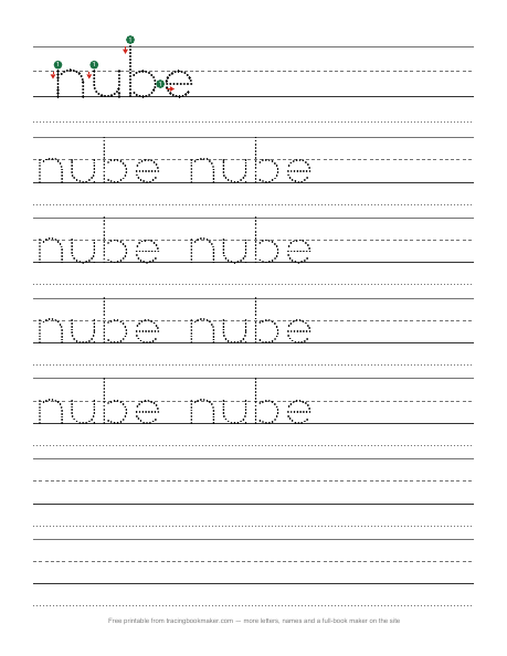Hoja de trazos de la palabra nube