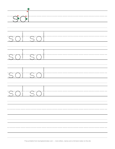 Hoja de trazos de la palabra sol