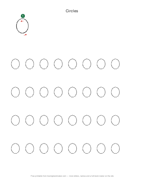 Circles pre-writing tracing worksheet