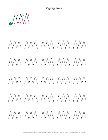 Zigzags pre-writing tracing worksheet