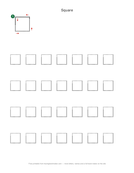 Square shape tracing worksheet