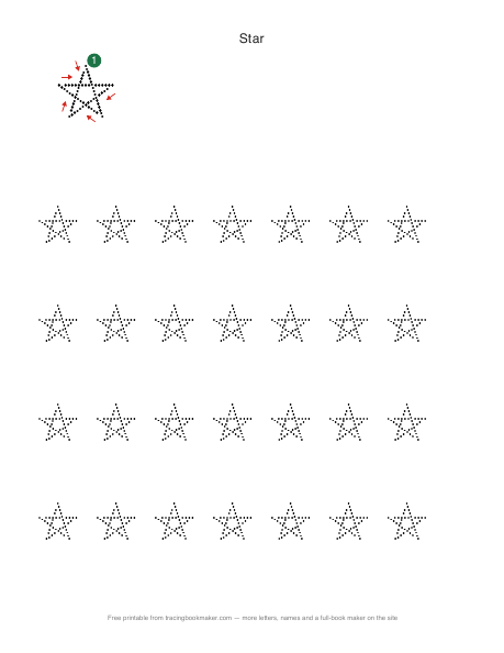 Star shape tracing worksheet